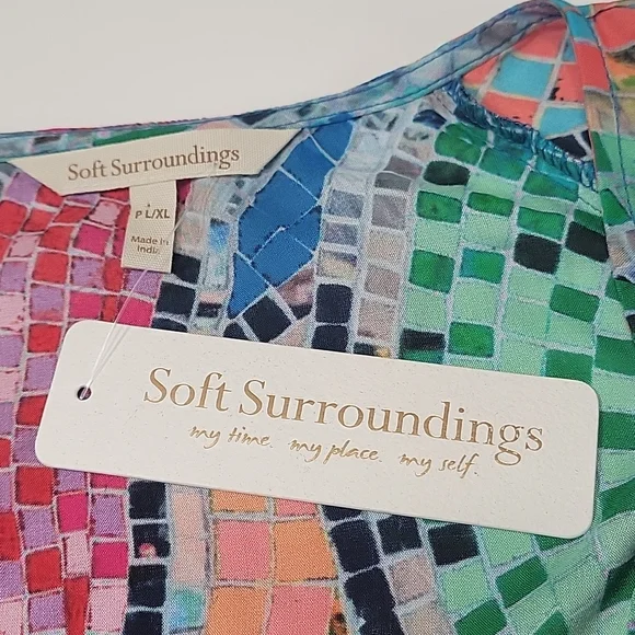 New Soft Surroundings multicolor Marvelous Mosaic topper/cover up women's PL/XL - Picture 7 of 12